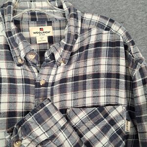 Woolrich Beige Brown Plaid Cotton Flannel Long Sleeve Shirt Mens XL